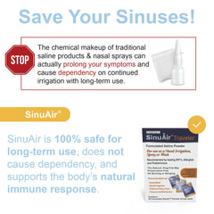 Health Solutions nasal irrigation setup with SinuAir packets for daily care.