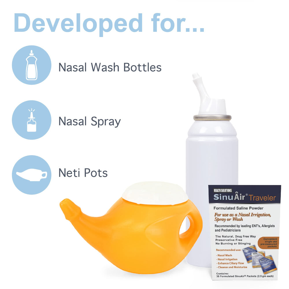 Health Solutions SinuAir label close-up showing ingredients and simple directions.