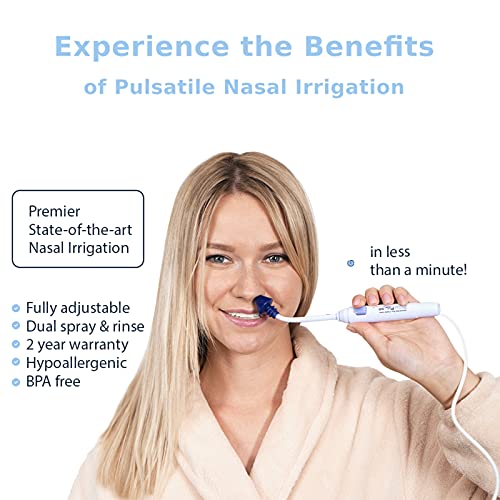Pulsating rinse action delivers thorough nasal cleansing.