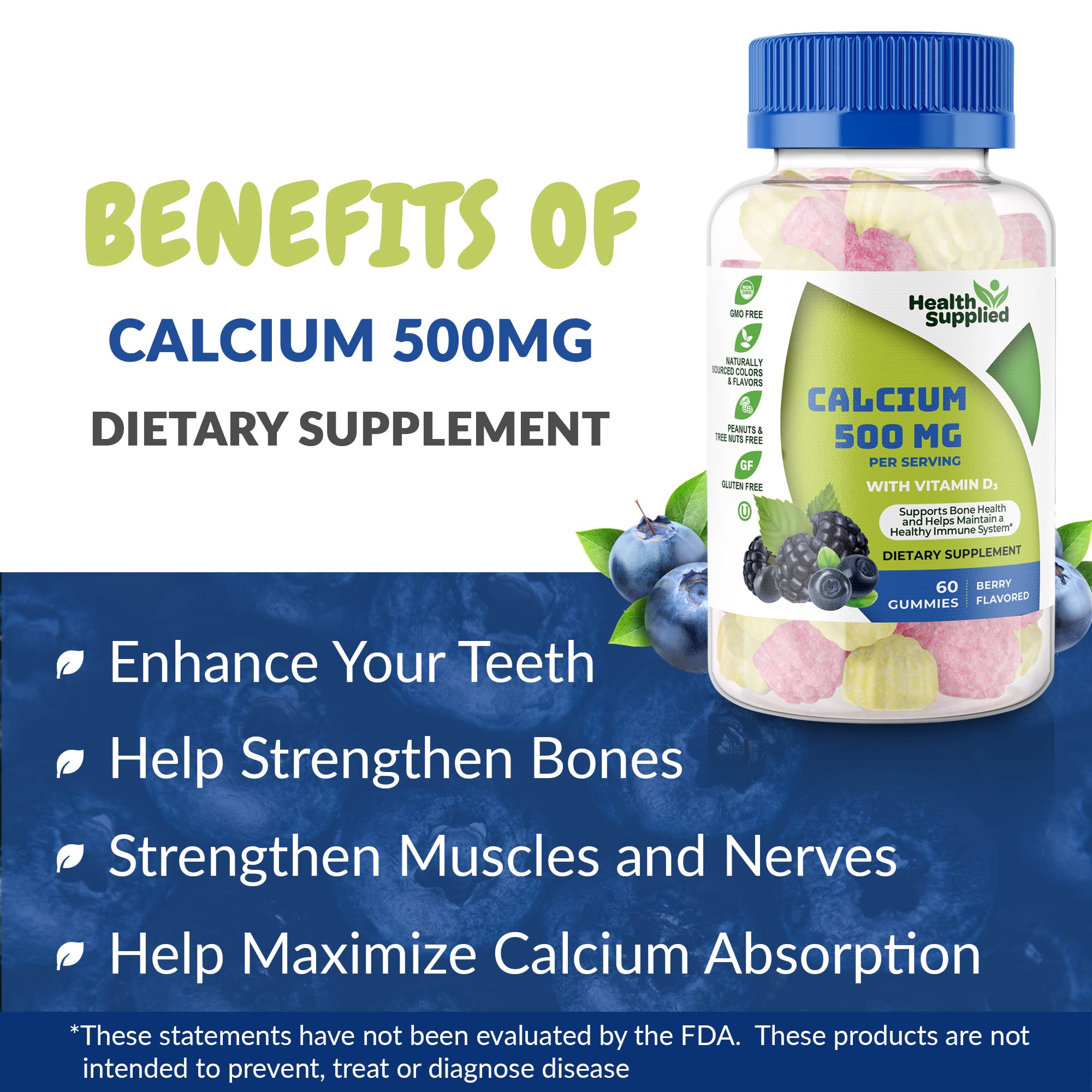 Health Supplied calcium gummies for teeth and bones