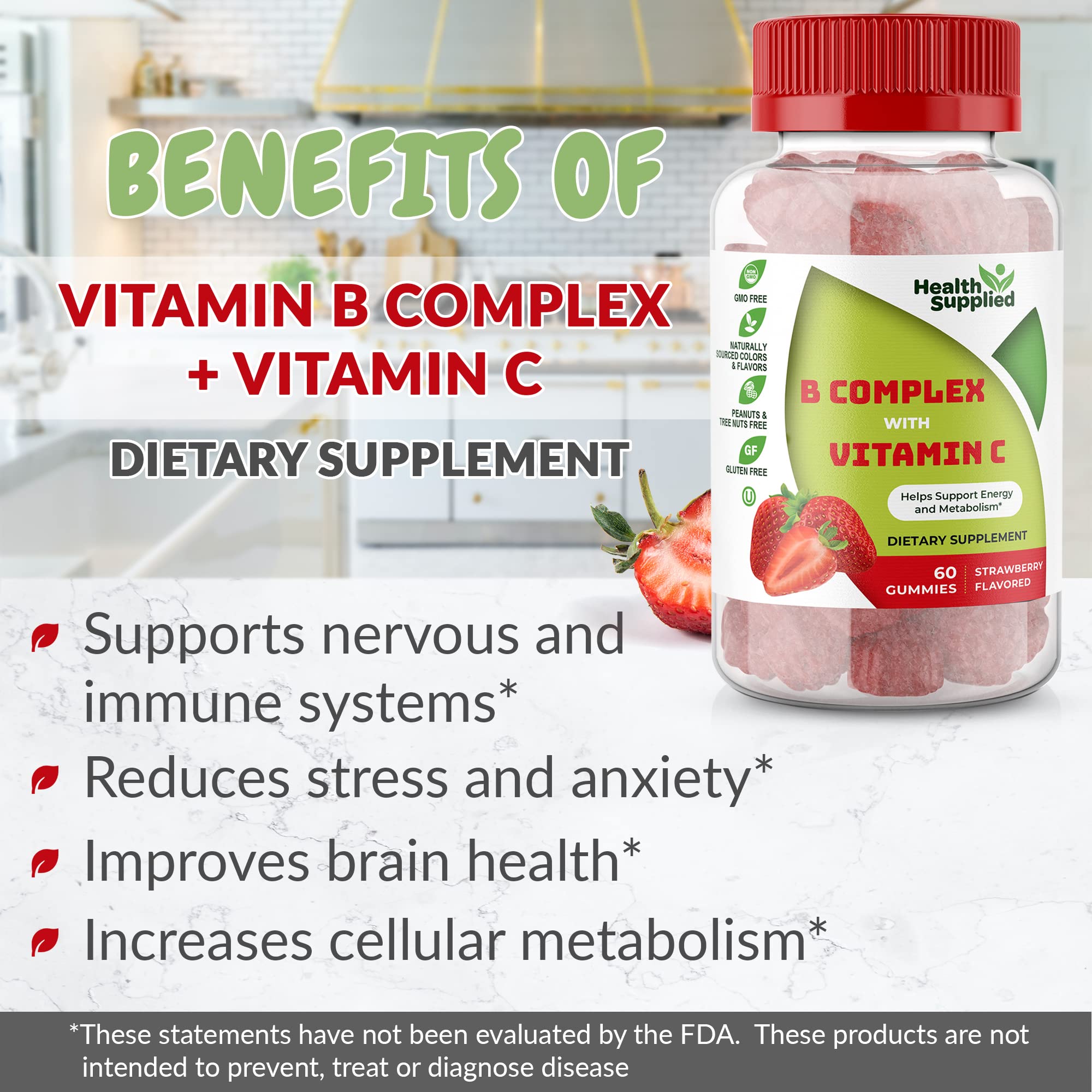 Health Supplied gummies with nutrition label, suitable for kosher and halal.