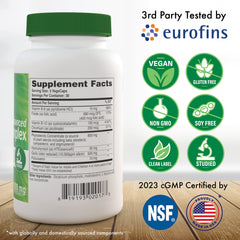 Health Thru Nutrition Advanced Cholesterol Complex label close-up highlighting ingredients for lipid metabolism support