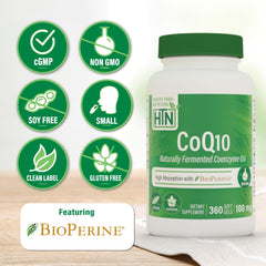 CoQ-10 softgels with BioPerine blend highlighting enhanced absorption