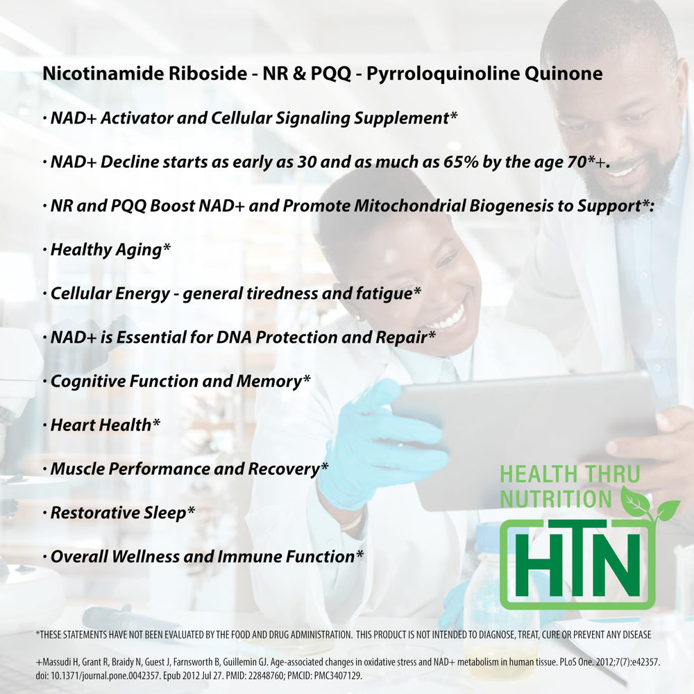 Health Thru Nutrition NAD+ Activator lifestyle scene showing a calm morning routine.
