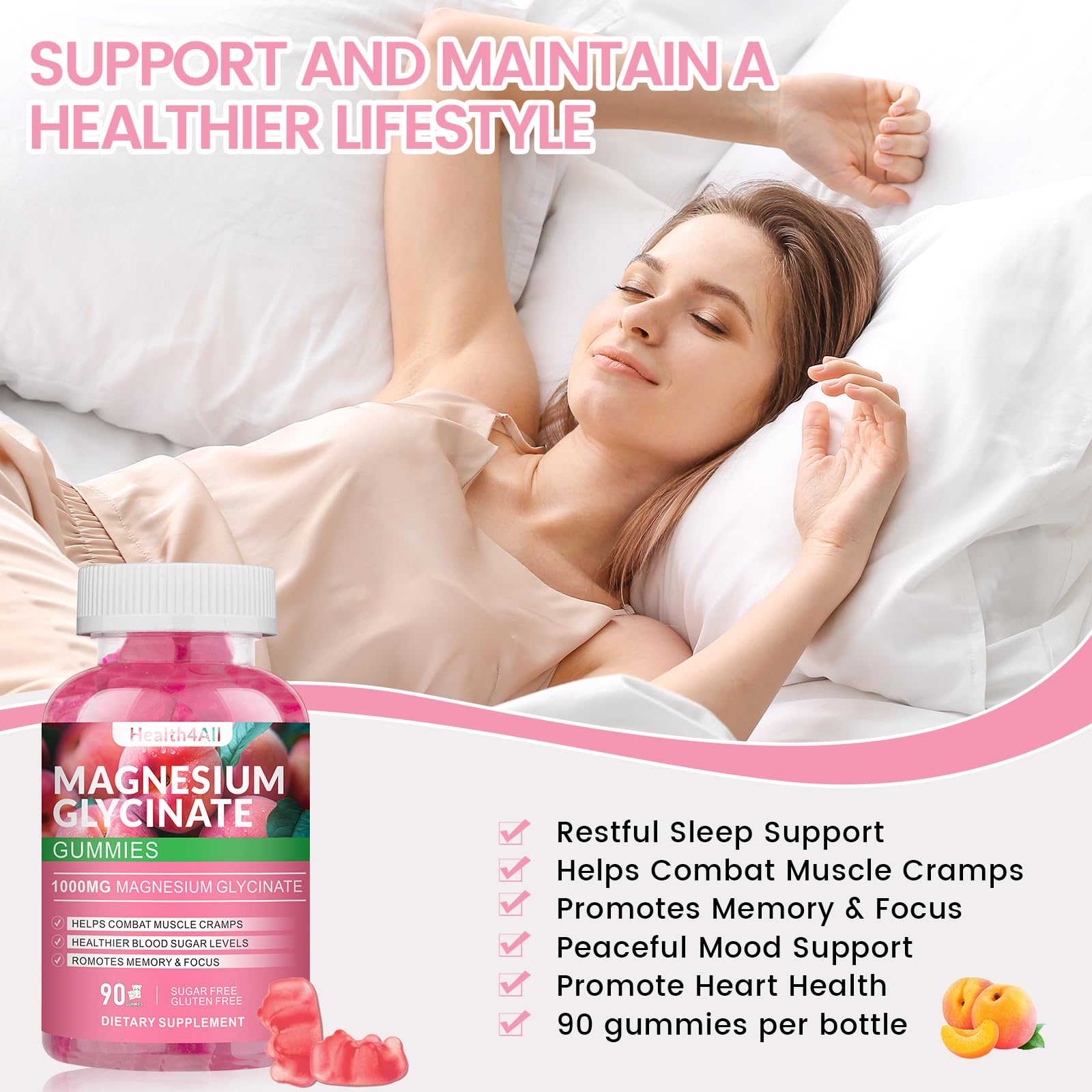 Health4All Magnesium Glycinate Gummies suitable for kids and adults during busy days