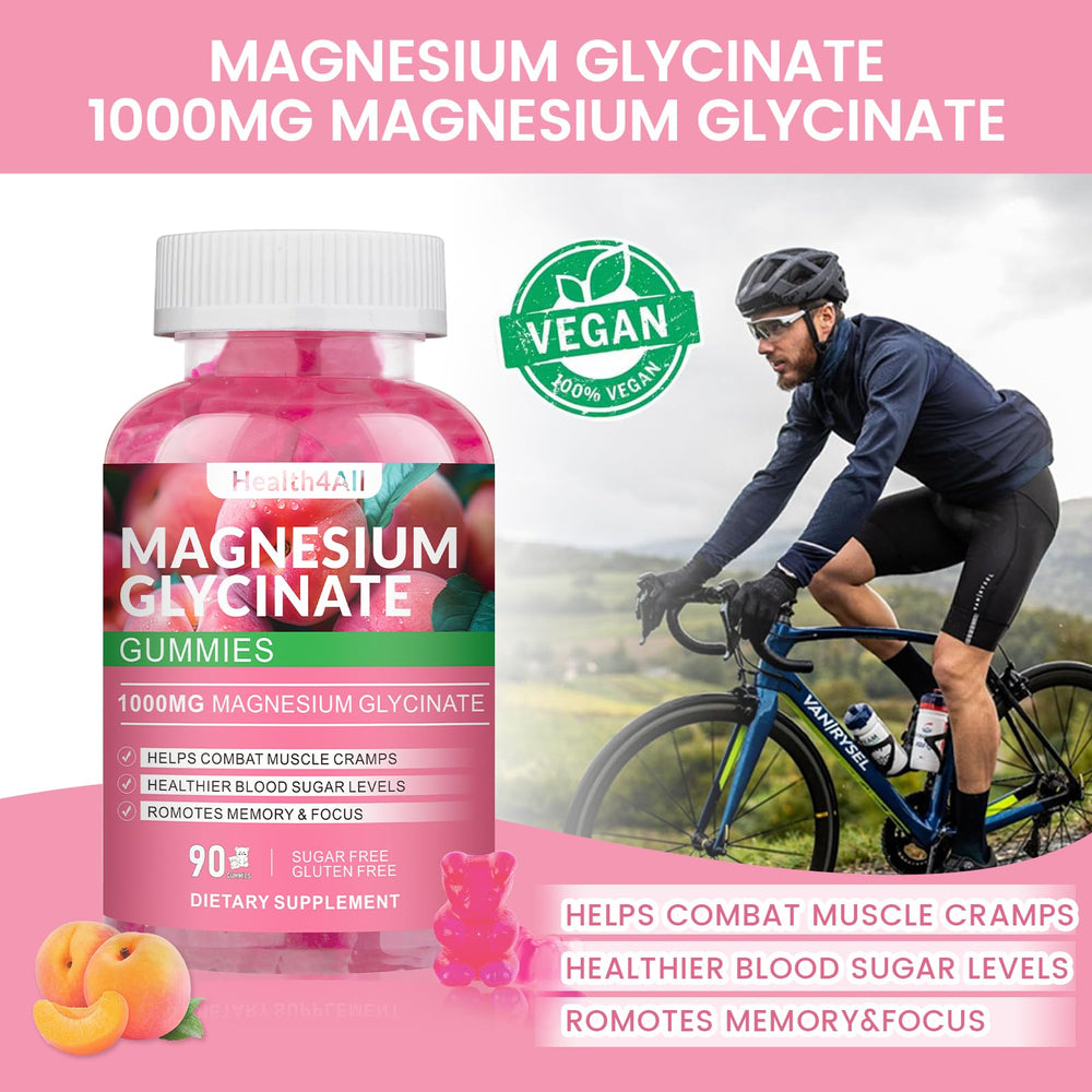 Health4All Magnesium Glycinate Gummies soft texture and peach flavor for pleasant consumption