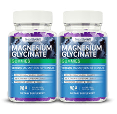 Health4All Magnesium Glycinate Gummies bottle with blueberry flavor for daily relaxation.