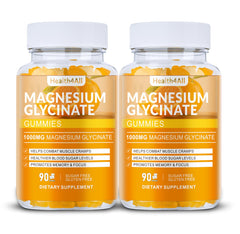 Health4All magnesium glycinate gummies orange bottle, easy daily supplement for relaxation.