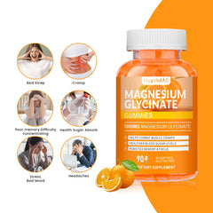 Health4All magnesium glycinate gummies with textured label, clear nutrition details.