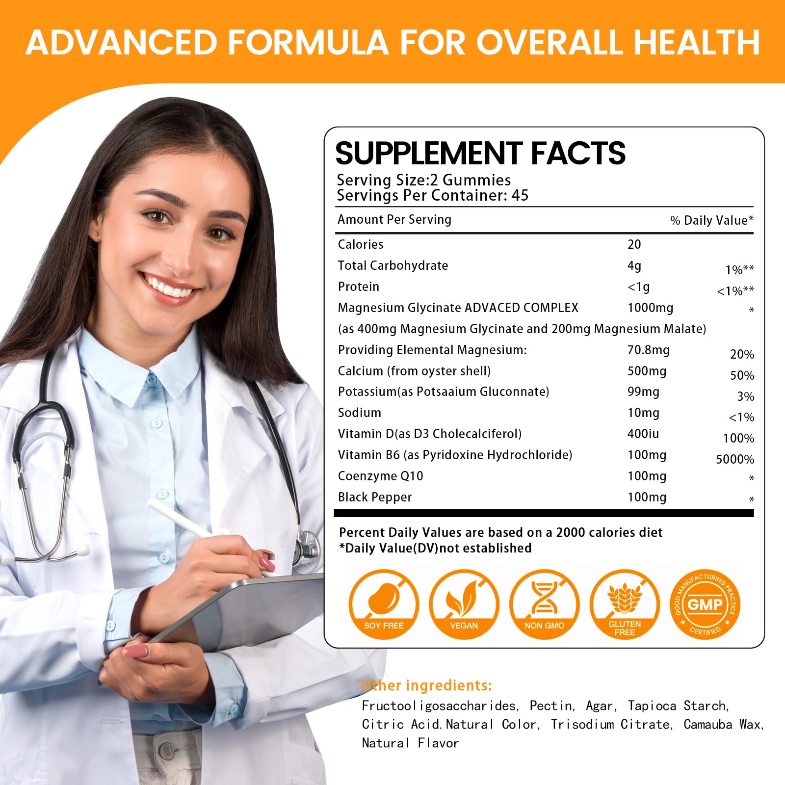Health4All magnesium glycinate gummies vitamin panel visible.