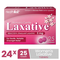 HealthA2Z Bisacodyl 5mg tablet closeup highlighting the active ingredient.