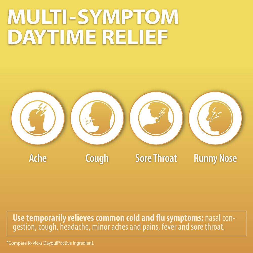 HealthA2Z Daytime headache relief softgels indicating flexible daytime options