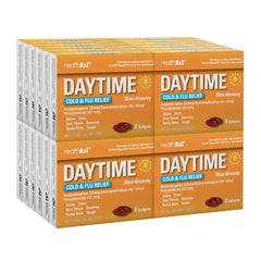 HealthA2Z Daytime softgels bottle showing multi-symptom daytime relief benefits