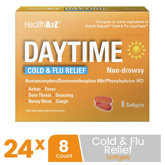Closeup of HealthA2Z Daytime softgels for easy swallowing and quick use