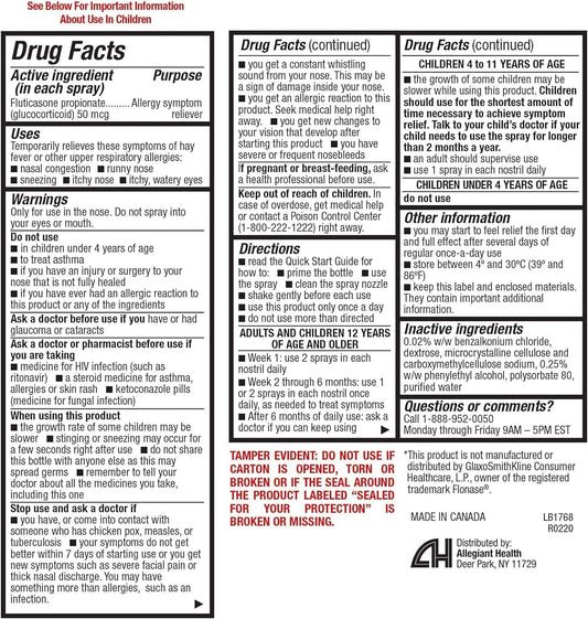 HealthA2Z fluticasone nasal spray dispensing mist for quick symptom support