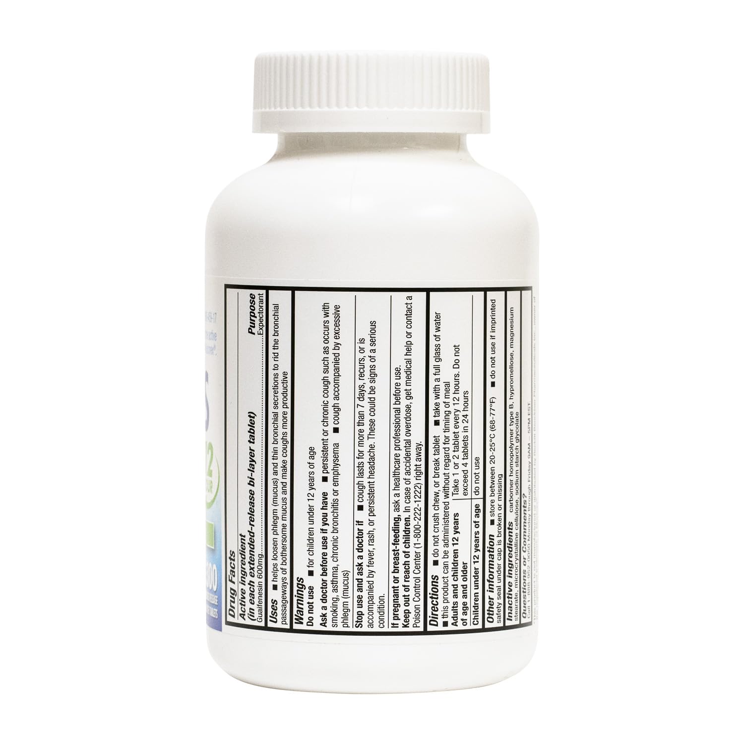 HealthA2Z Mucus Relief label highlights the 600 mg guaifenesin.