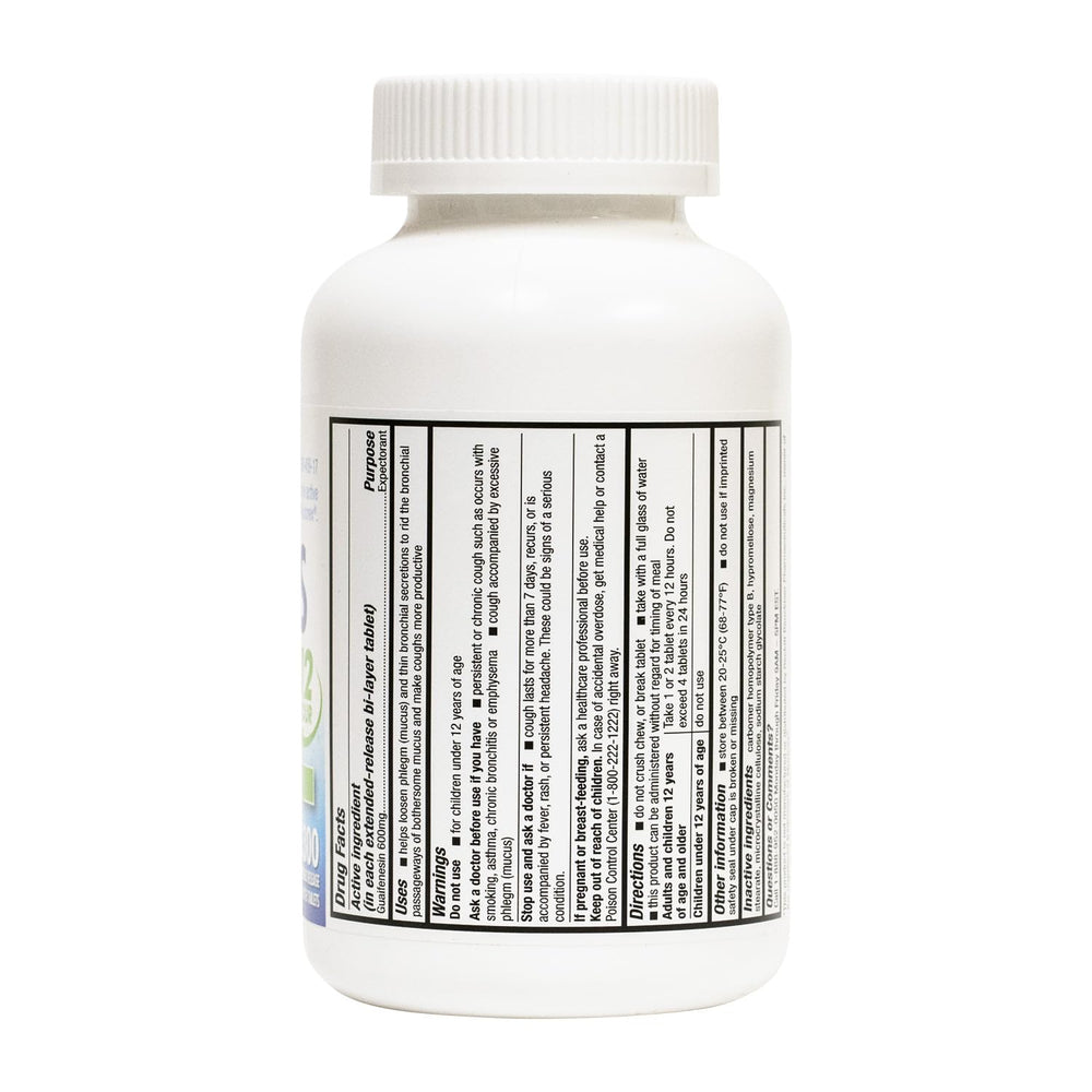 HealthA2Z Mucus Relief label highlights the 600 mg guaifenesin.