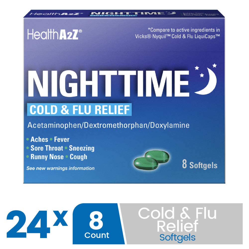 HealthA2Z Nighttime bottle back label with dosage and instructions for nighttime use