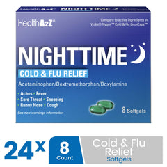 HealthA2Z Nighttime bottle back label with dosage and instructions for nighttime use
