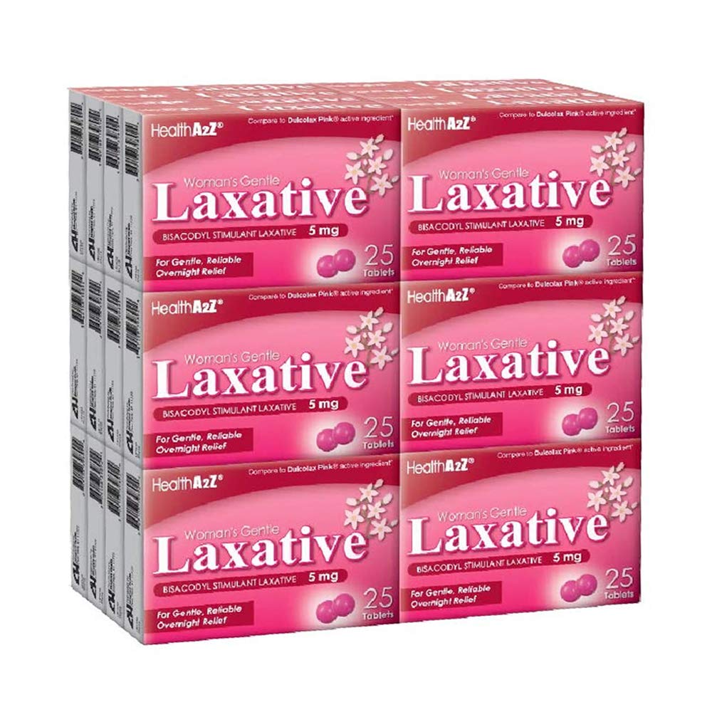 HealthA2Z Women’s Gentle Laxative pack shot with pink labeling for quick identification.