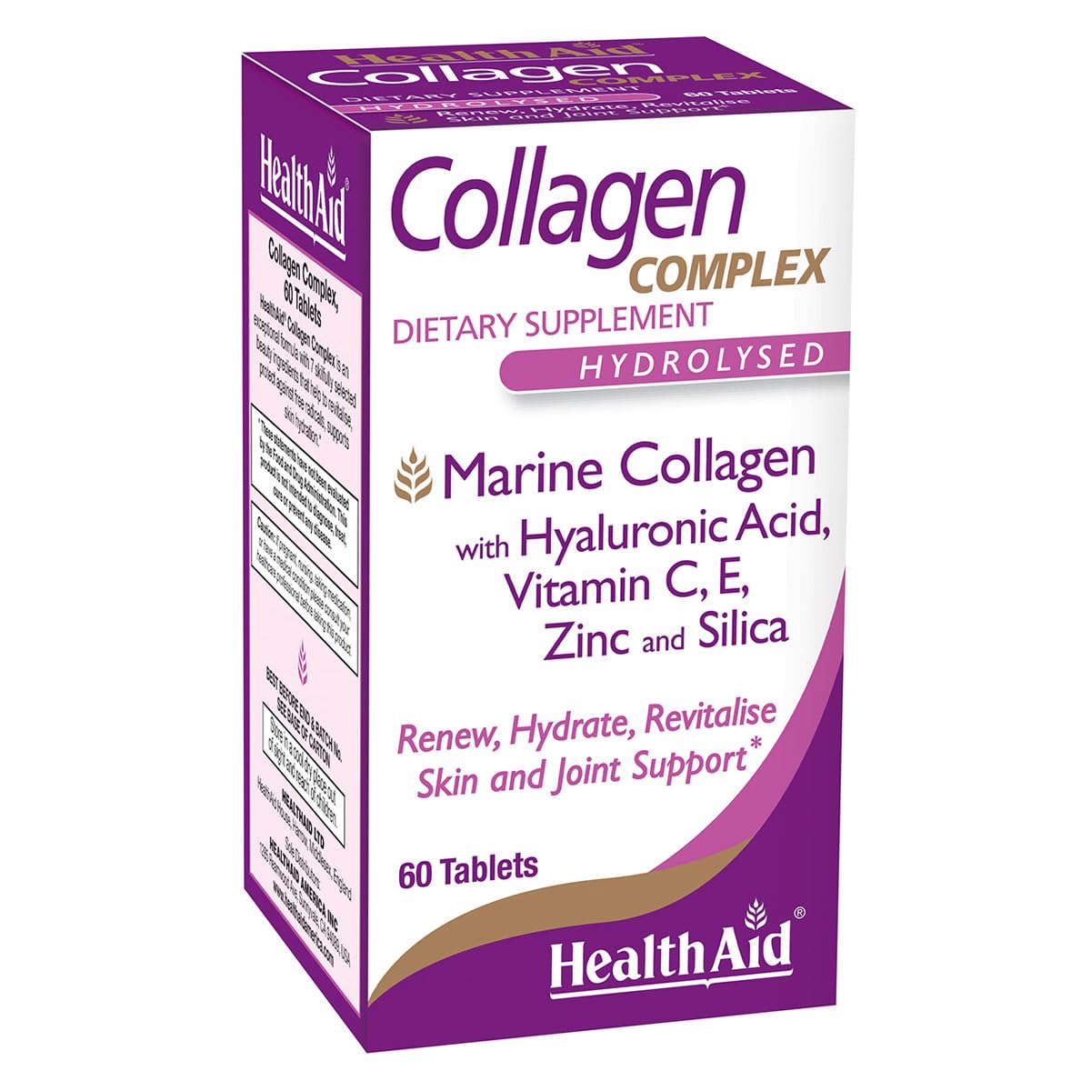 HealthAid Collagen Complex bottle pour illustrating daily skin hydration support