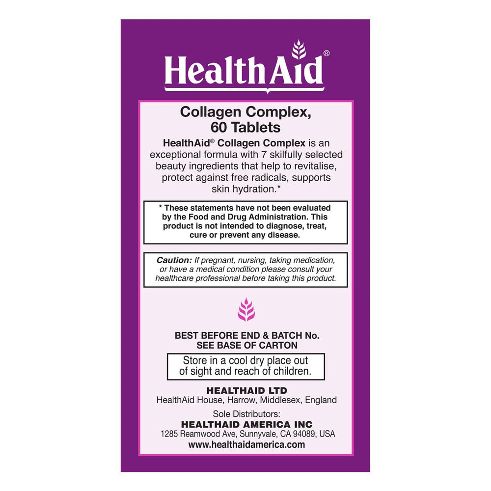 HealthAid Collagen Complex tablets close-up for easy daily skin care