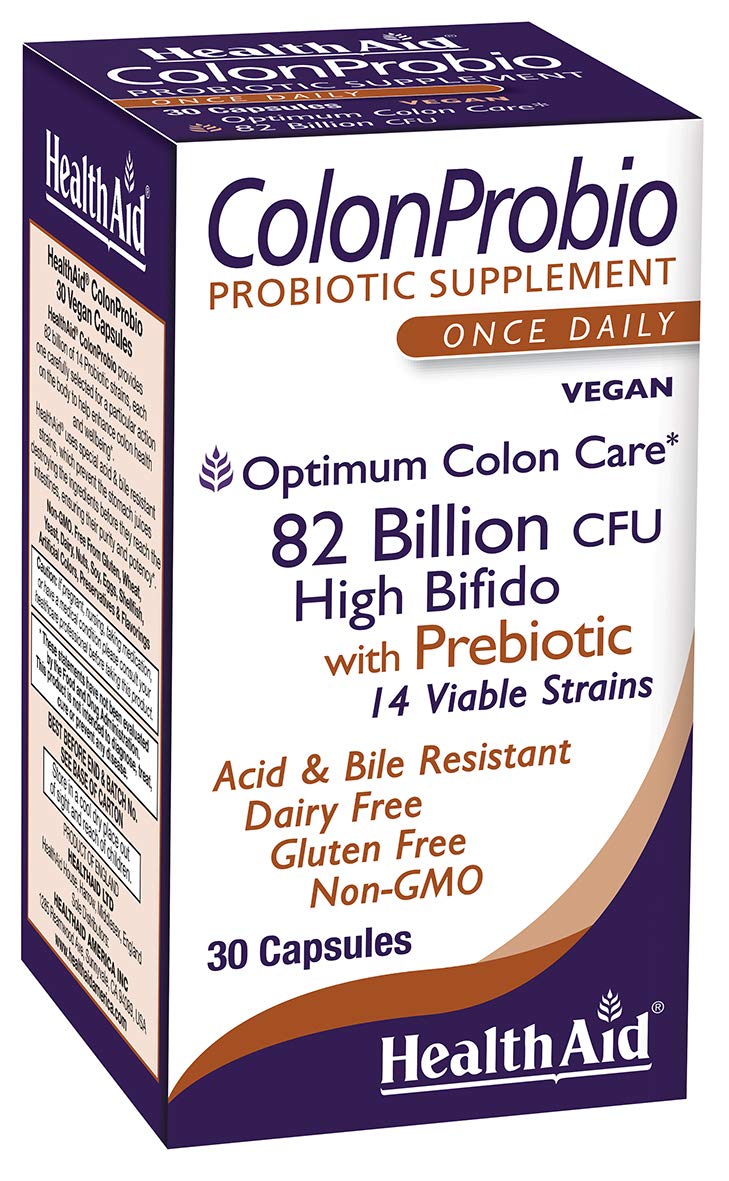HealthAid ColonProbio 82 Billion bottle close-up for daily colon support.