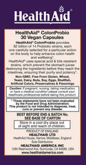 HealthAid ColonProbio capsules close-up, showcasing high-potency probiotic for daily balance.