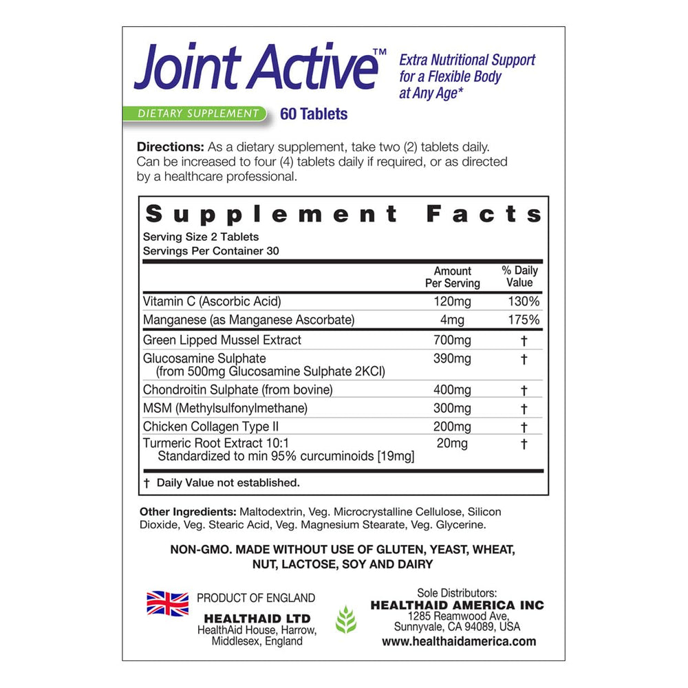 HealthAid Jointactive capsules close-up showing greens-lipped mussel blend for joint comfort