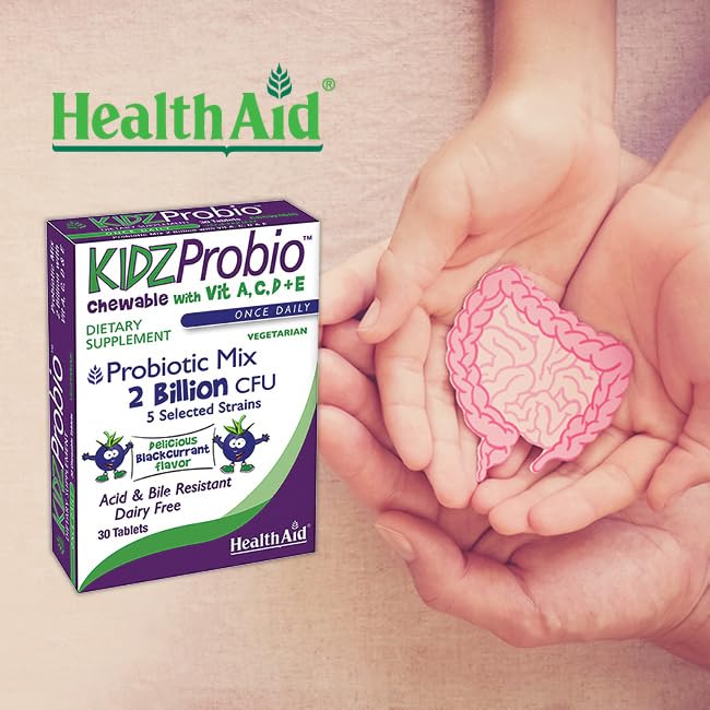 HealthAid KidzProbio daily-use bottle ready for routine probiotic supplementation.
