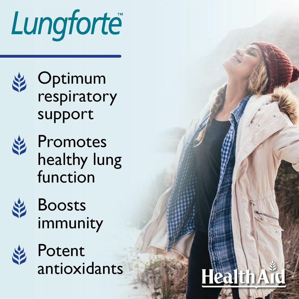 HealthAid LungForte olive leaf and thyme visual emphasizing natural botanicals