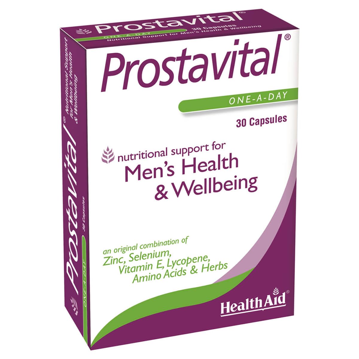 HealthAid Prostavital blister pack with 30 capsules for daily supplementation.