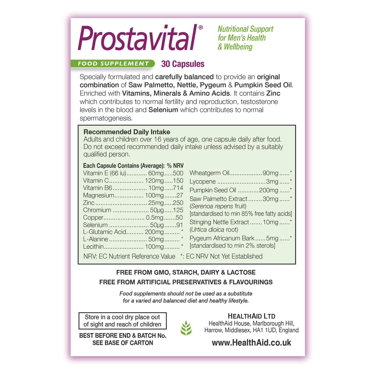 HealthAid Prostavital capsules on a neutral surface for everyday use.