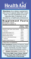 HealthAid RelaxEase ingredients Hawthorn and St Johns Wort highlighted