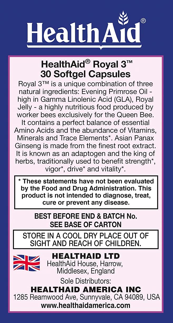 HealthAid Royal 3 evening primrose oil softgel capsules support hormonal balance.