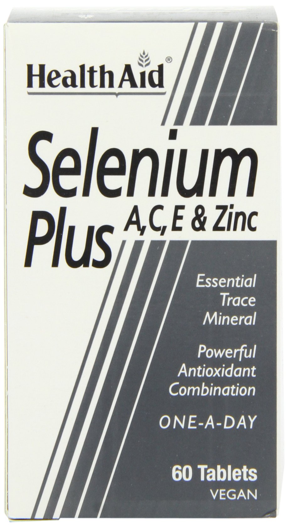 HealthAid Selenium Plus bottle label showing selenium and key vitamins.