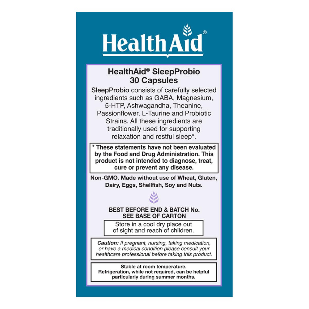 HealthAid SleepProbio packaging front for rest and calm evenings.