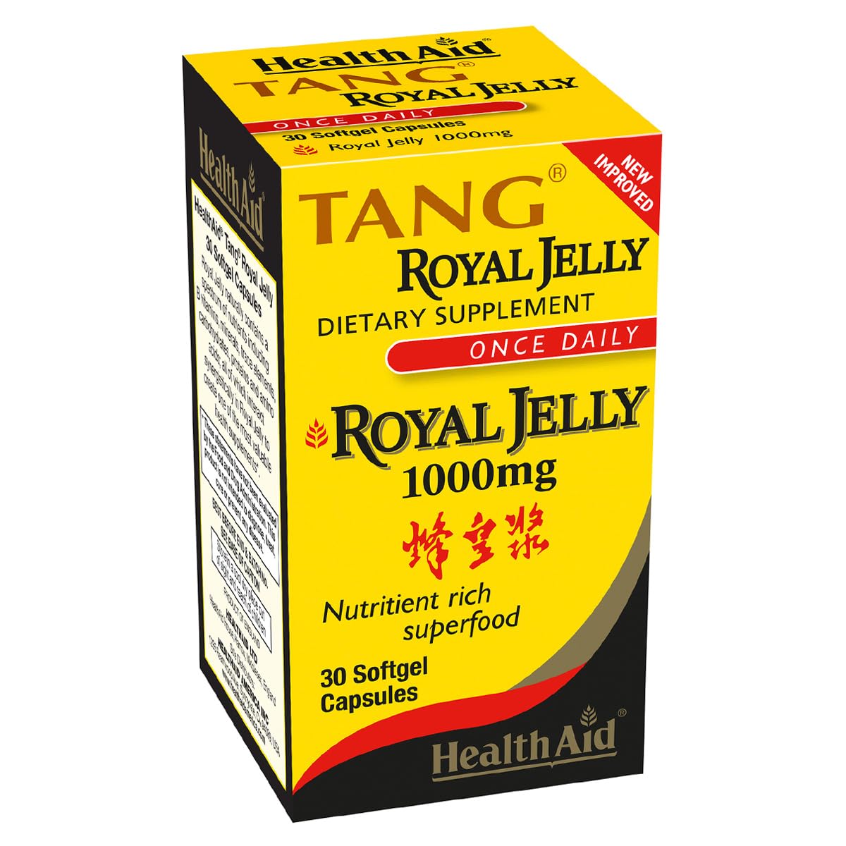 HealthAid Tang Royal Jelly 1000mg bottle front supports daily vitality.