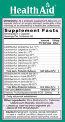 HealthAid UltraProbio capsules close-up highlighting acid and bile resistant formula for intestinal delivery.