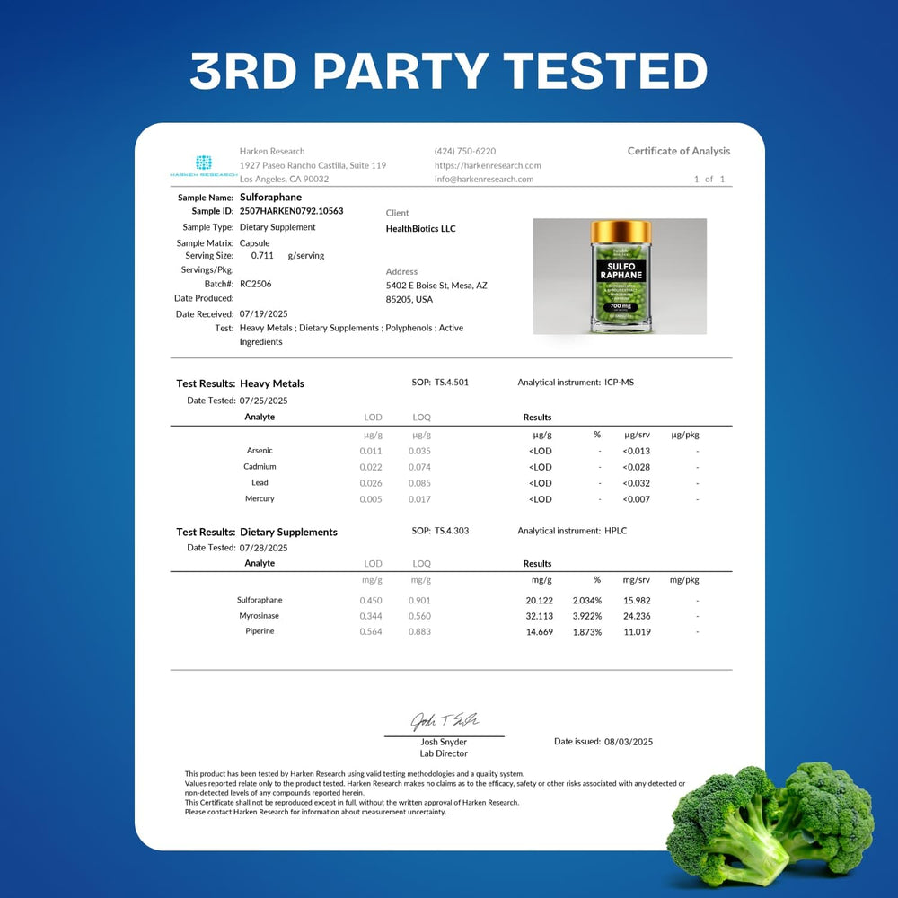 Healthbiotics sulforaphane powder dispensing with precise daily dosage.