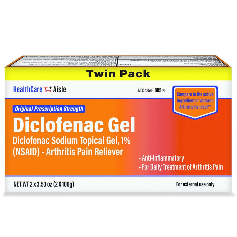 HealthCareAisle Diclofenac Gel twin-pack packaging for convenient arthritis relief