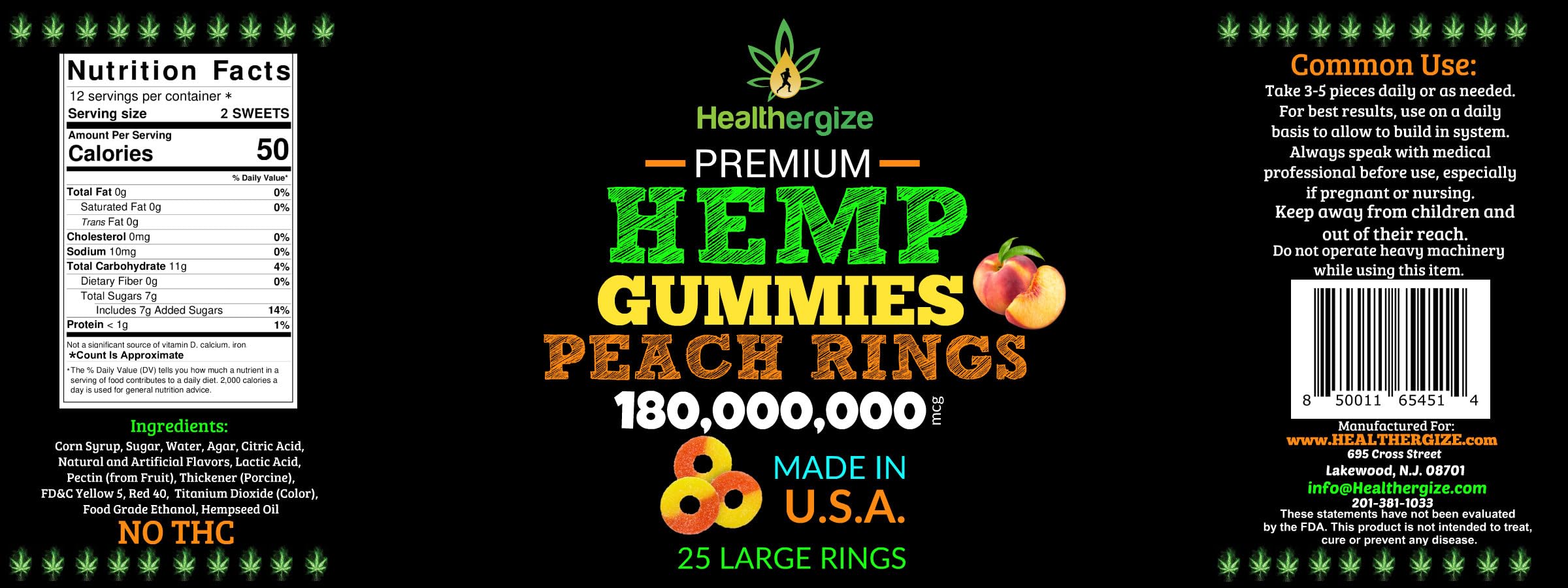 Healthergize peach gummy ingredients list for informed choices.