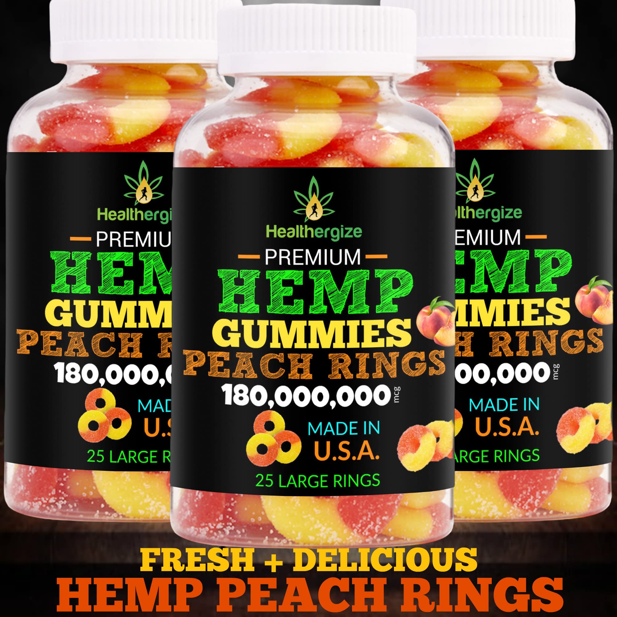 Healthergize 3-pack hemp gummies Made in USA: quality and pride in every bite