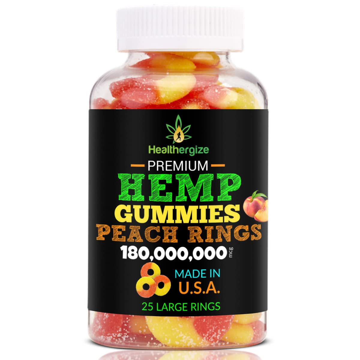 Healthergize 3-pack hemp gummies on plate: shareable, tasty daily bite