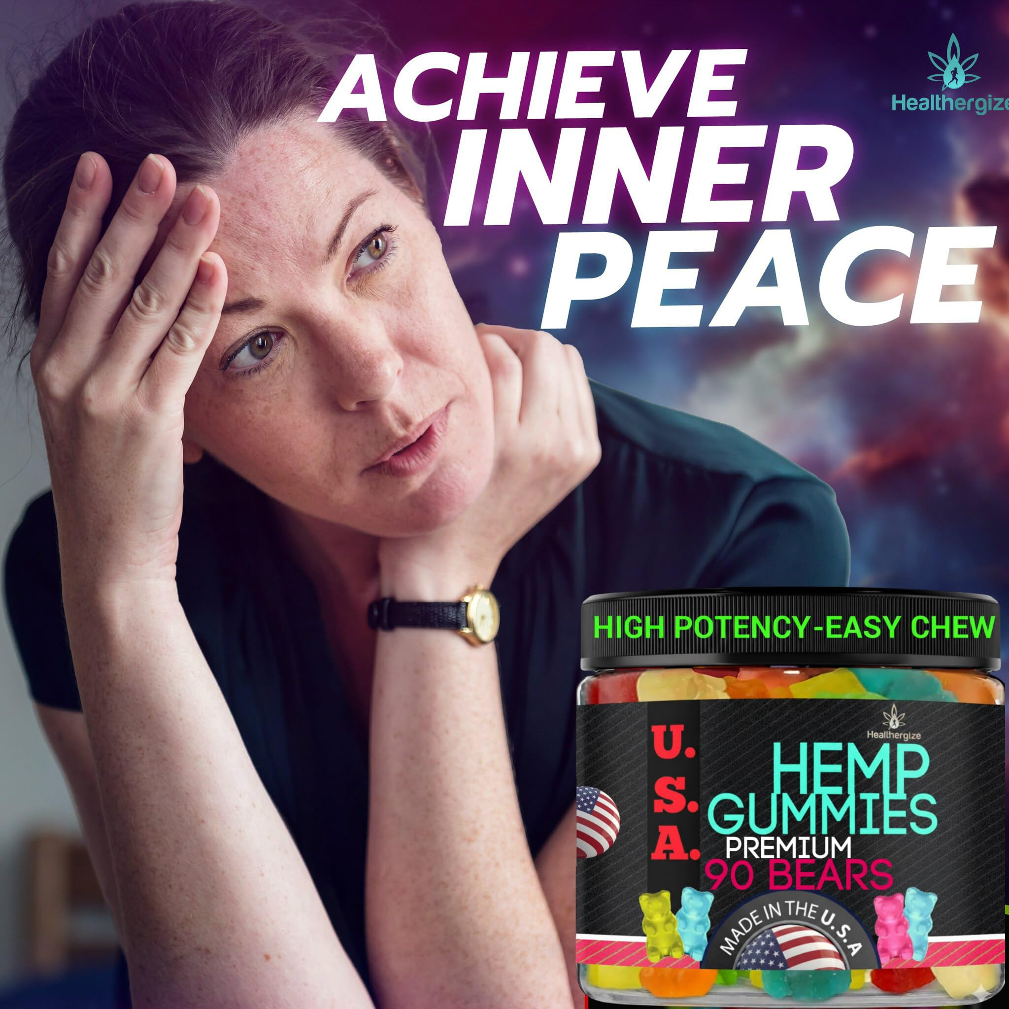 Healthergize Dairy-free hemp gummies deliver plant-based calm without dairy.