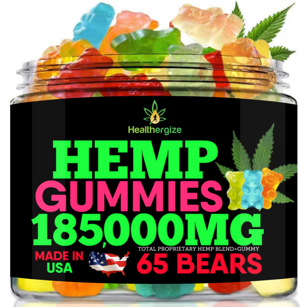 Healthergize hemp-gummies-bears-fruity-burst: a tasty, convenient snack with natural hemp oil.