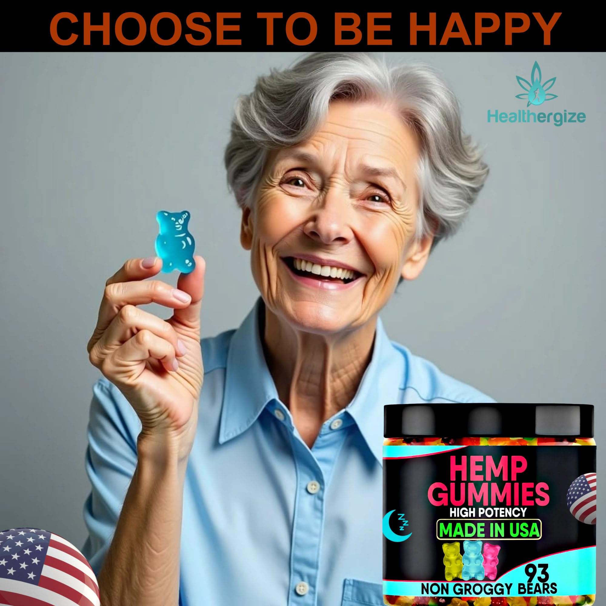 Healthergize hemp gummies fruity flavor close-up highlights delicious easy-to-chew texture.