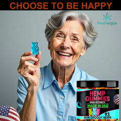 Healthergize hemp gummies fruity flavor close-up highlights delicious easy-to-chew texture.