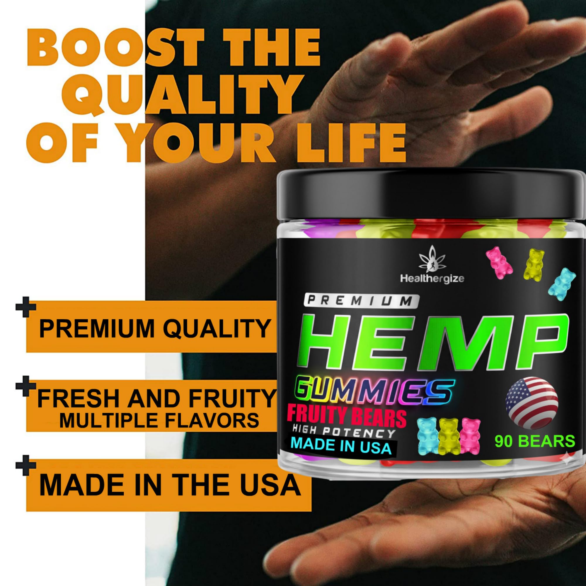 Healthergize hemp gummies gummy pair demonstrates shareable, social-friendly wellness treat.