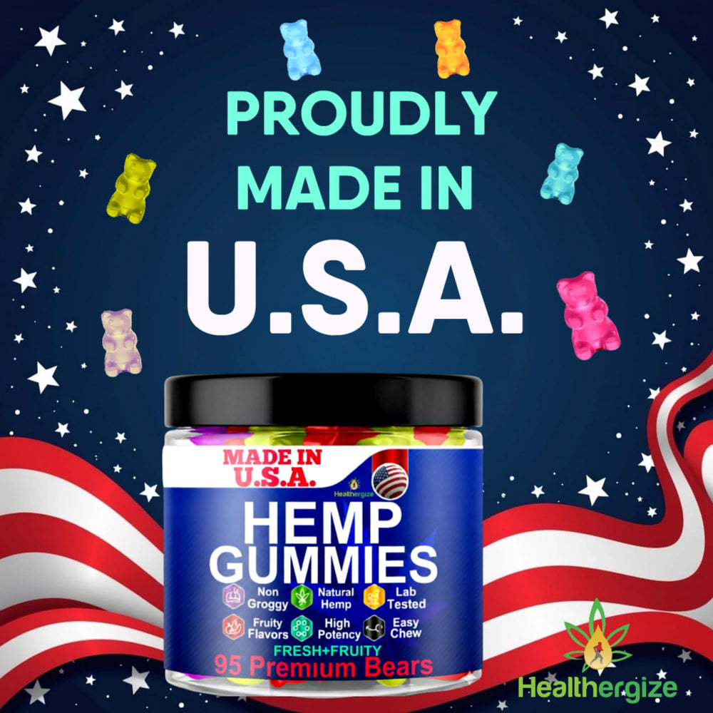 Healthergize hemp gummies nightstand scene suggests easy nightly use.